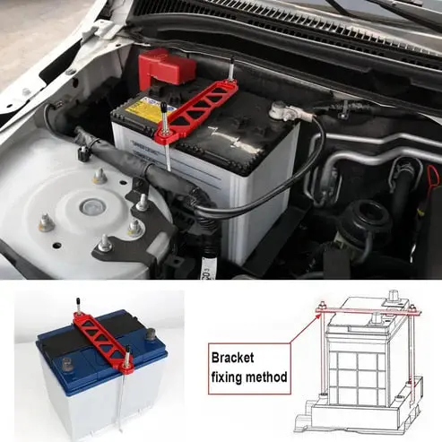 Universal Maintenance Free And Dry Battery Clamp (Red) - Durable & Corrosion-Resistant 2