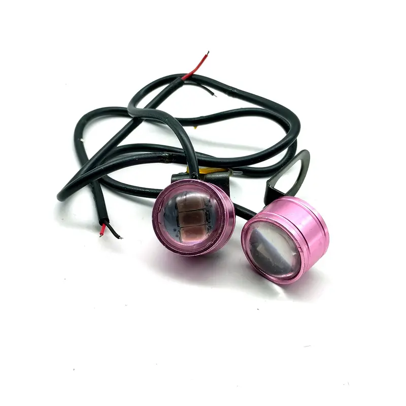 Universal Mini Spot Light For Motorcycle Bike Pair Pink Color 2