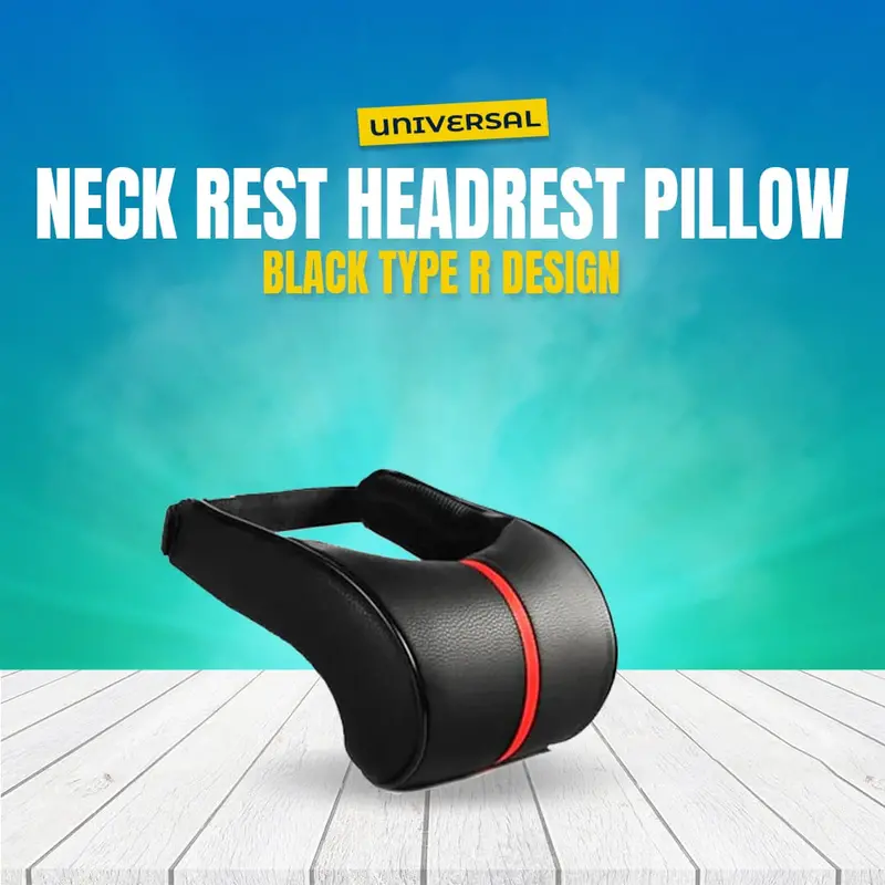 Universal Neck Rest Headrest Pillow Black Type R Design 1