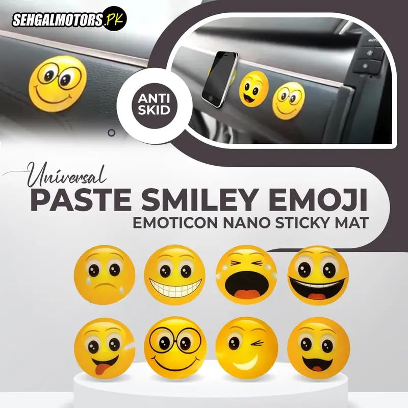 Universal Paste Smiley Emoji Emoticon Nano Sticky Mat - Each Random 1