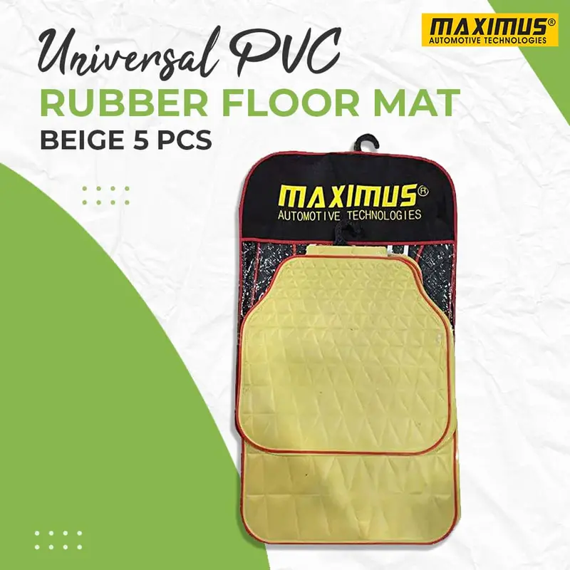 Universal Pvc Rubber Floor Mat Beige Mix Design 5 Pcs - Foot Mat For Car 1