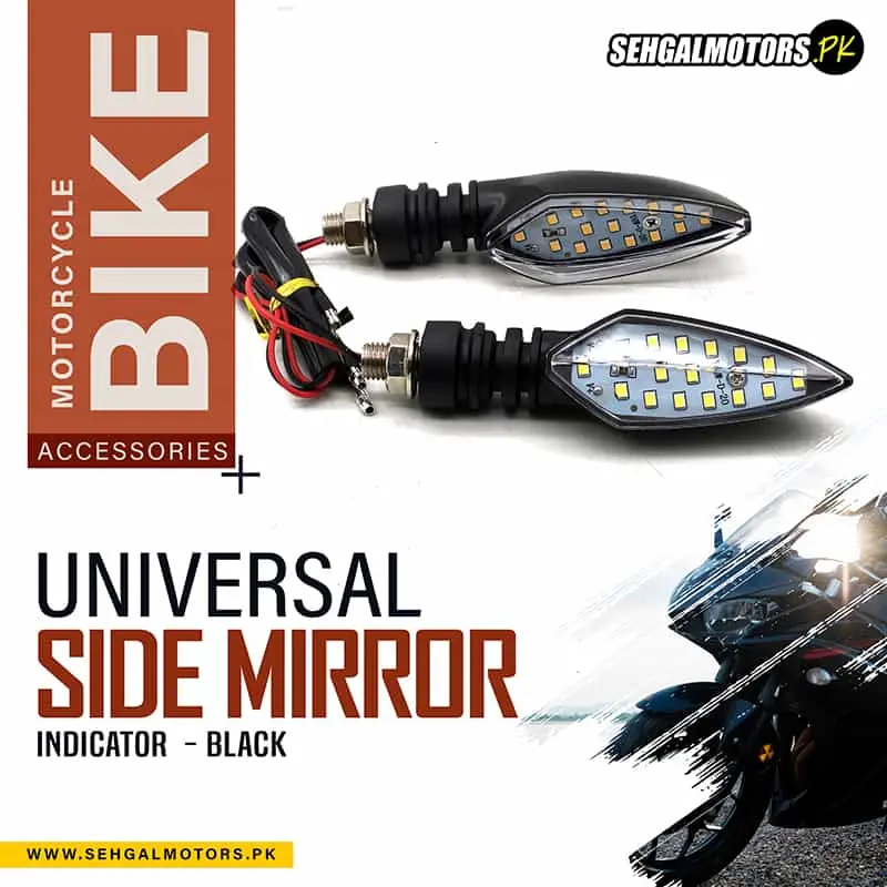 Universal Side Mirror Indicator For Bike - Black 1