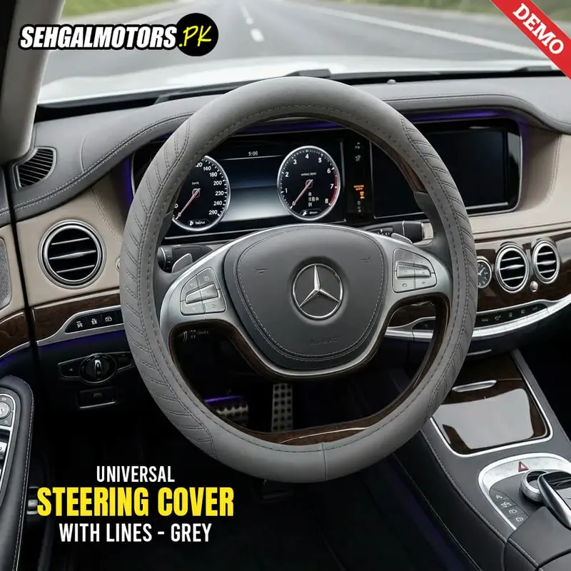 Universal Steering Cover With Lines - Grey 1
