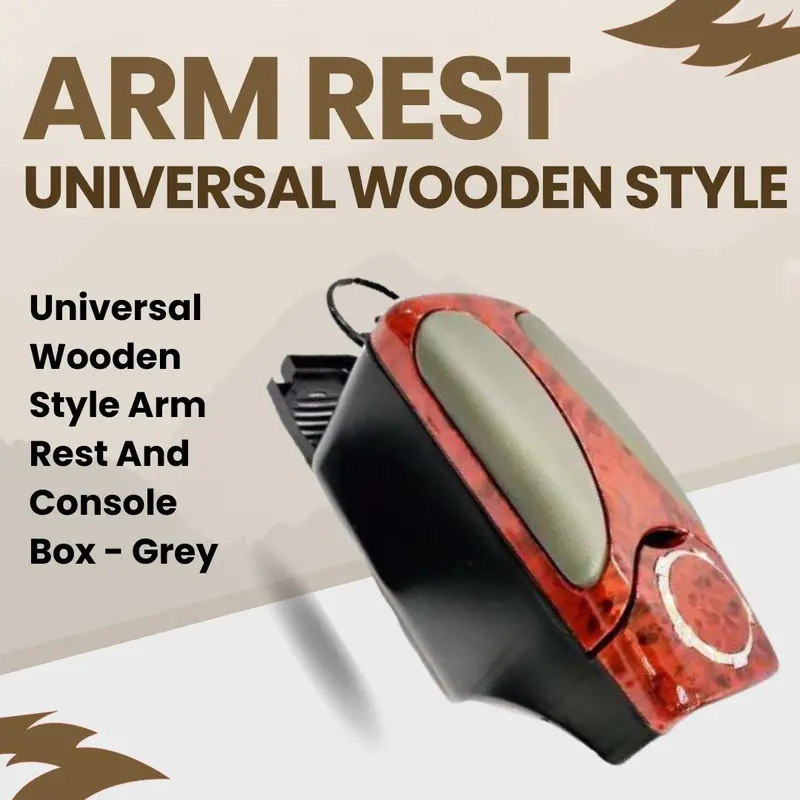 Universal Wooden Style Arm Rest And Console Box - Grey 1