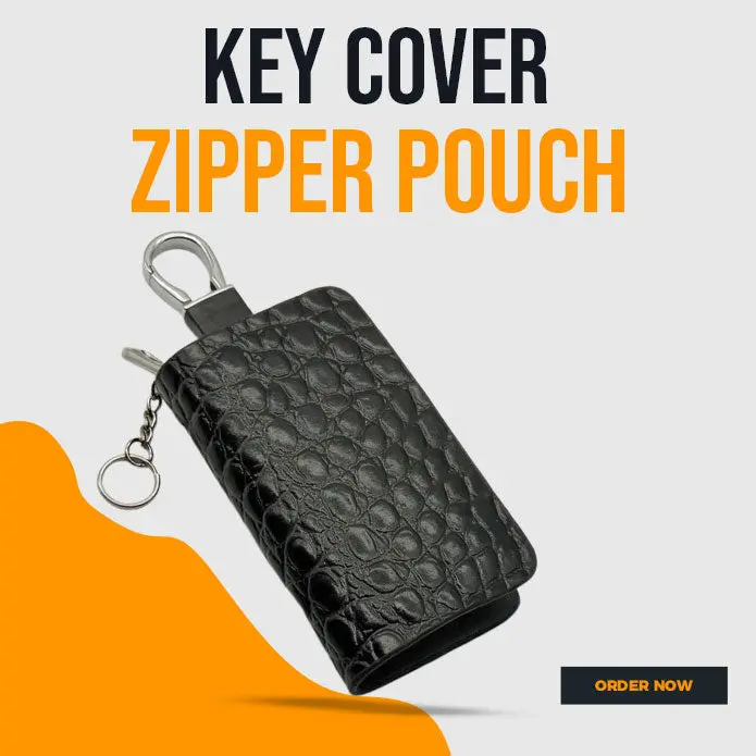 Universal Zipper Crocodile Style Leather Key Cover - Black Pouch 1