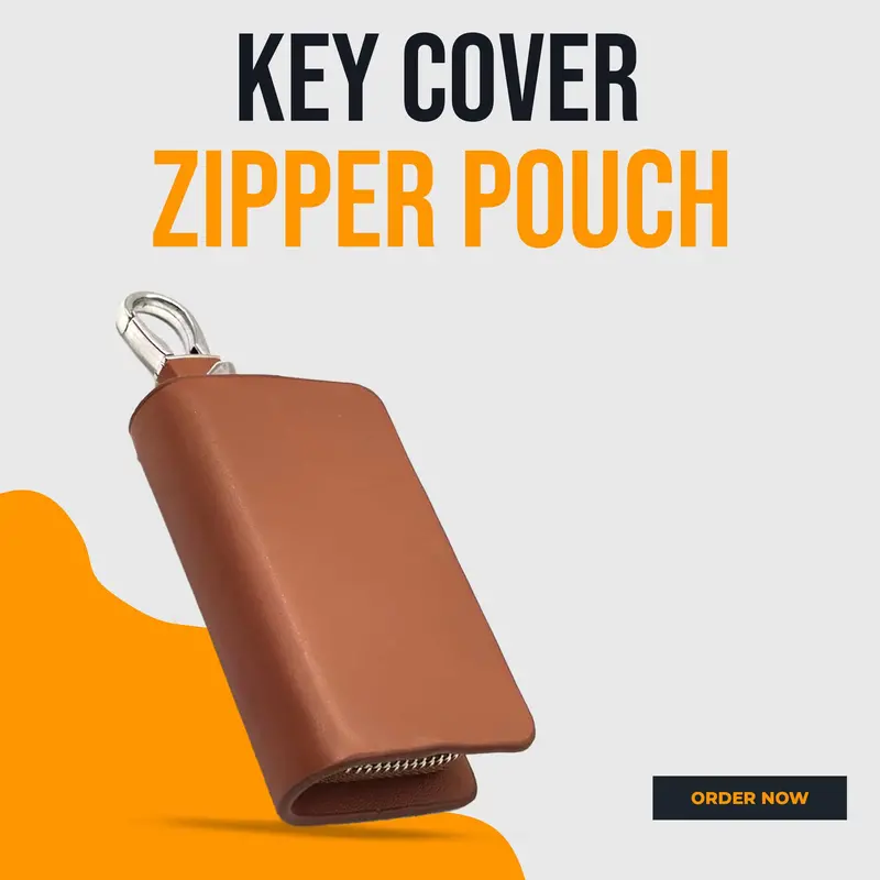 Universal Zipper Leather Key Cover - Brown 1