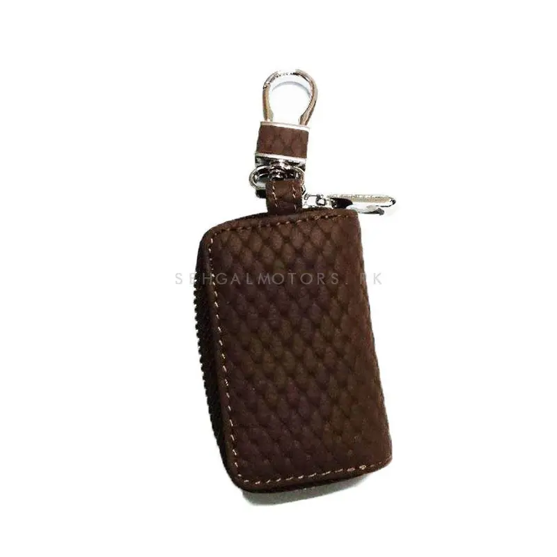 Universal Zipper Leather Key Cover Brown Style B Pouch 2