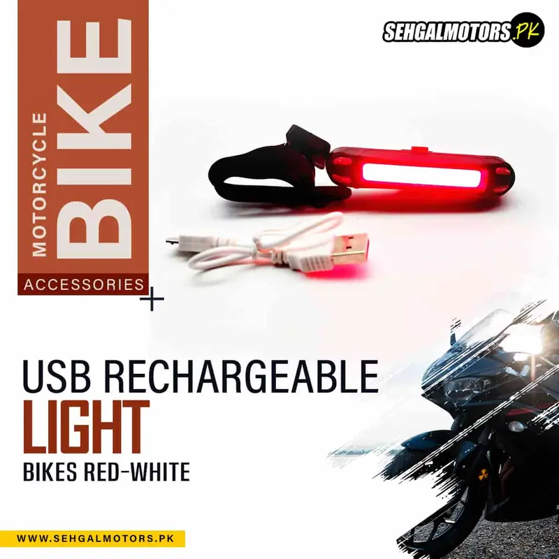 Usb Rechargeable Light For Cycle/Motorcycle Bikes Red-White 1