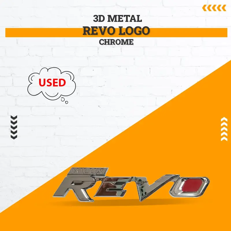 Used 3D Metal Revo Logo Chrome - For Toyota Hilux Revo - (Joint Damage) 1