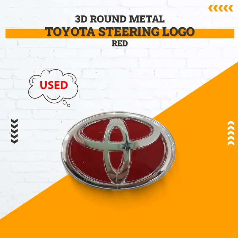 Used 3D Round Metal Toyota Steering Logo Red - Minor Crack On Logo 1