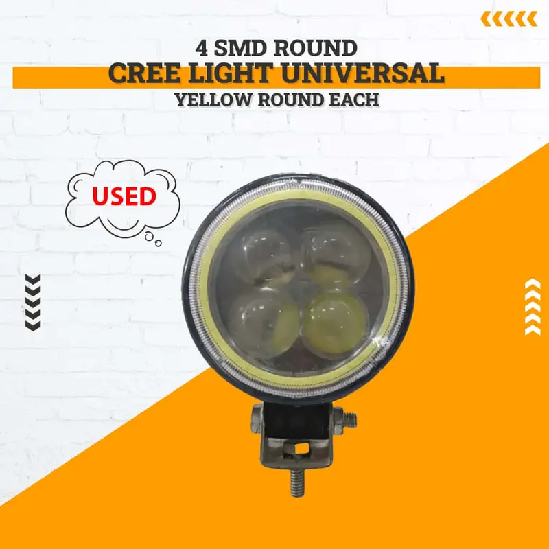 Used 4 Smd Round Cree Light Universal Yellow Round Each - Rough And Without Fitting 1