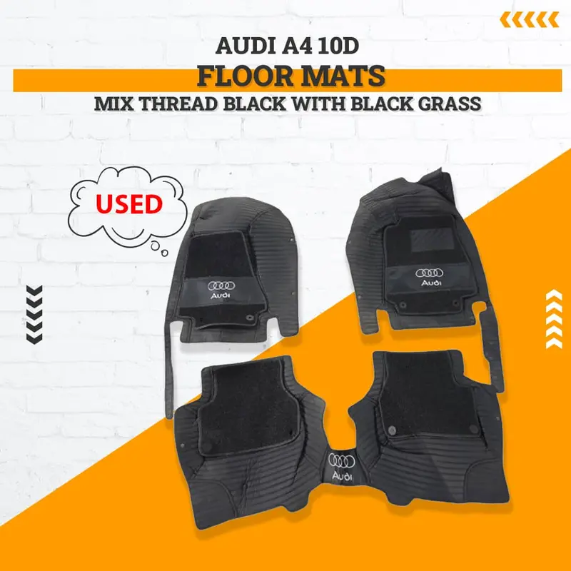 Used Audi A4 10D Floor Mats Mix Thread Black With Black Grass 2016 - 2021 - Damage 1