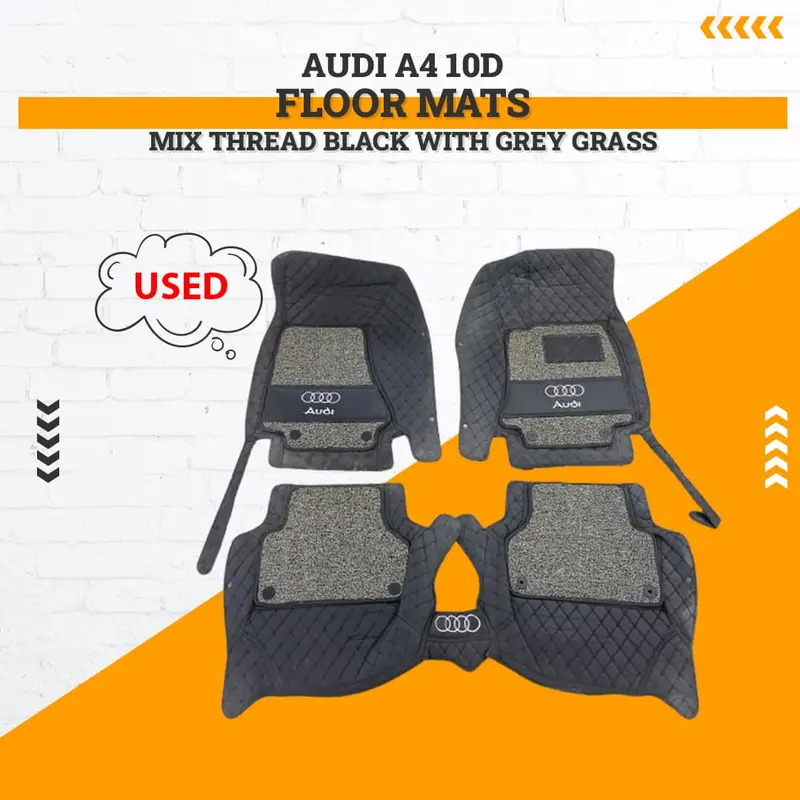 Used Audi A4 10D Floor Mats Mix Thread Black With Grey Grass Damage 2016 - 2021 1