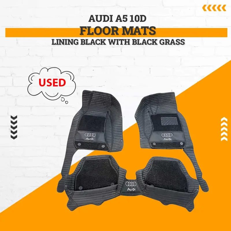 Used Audi A5 10D Floor Mats Lining Black With Black Grass 2017 - 2021 - Damage 1