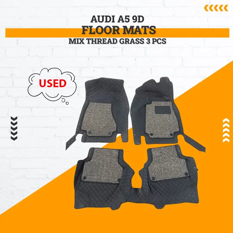 Used Audi A5 9D Floor Mats Mix Thread Grass 3 Pcs 2017 - 2021 - Damage 1