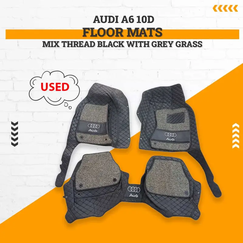 Used Audi A6 10D Floor Mats Mix Thread Black With Grey Grass 2011 - 2021 - Grass Damage 1