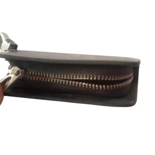 Used Audi Zipper Glossy Leather Key Cover Pouch - Black With Keychain Ring 2
