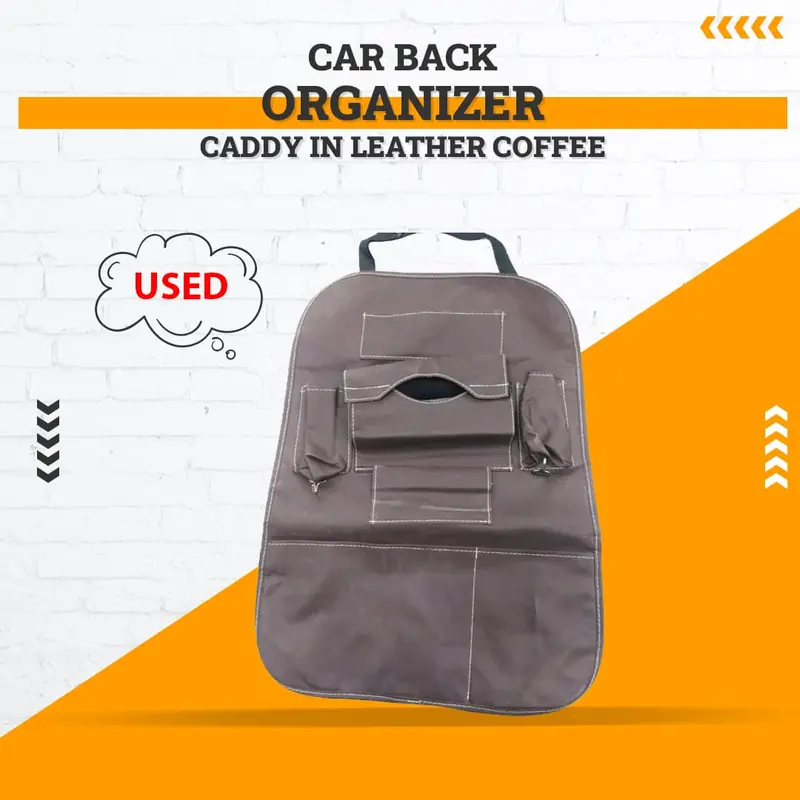 Used Back Seat Organizer Car Caddy In Leather Coffee 1