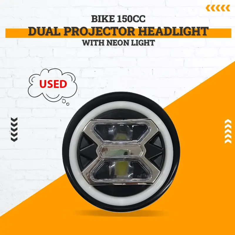 Used Bike 150Cc Dual Projector Headlight With Neon Light - (Minor Scratches) 1