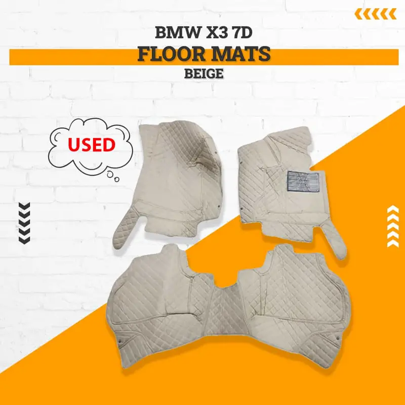 Used Bmw X3 7D Floor Mats Beige 3 Pcs Set 2012 - 2018 - Rough Condition 1