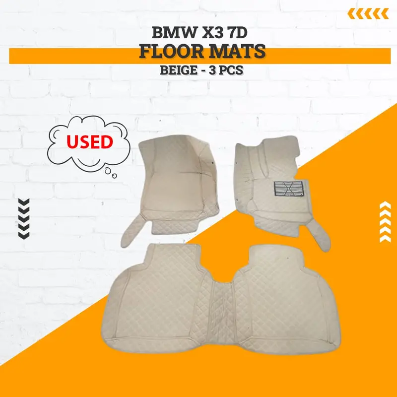 Used Bmw X3 7D Floor Mats - Beige - 3 Pcs Set Damage 2012 - 2018 1