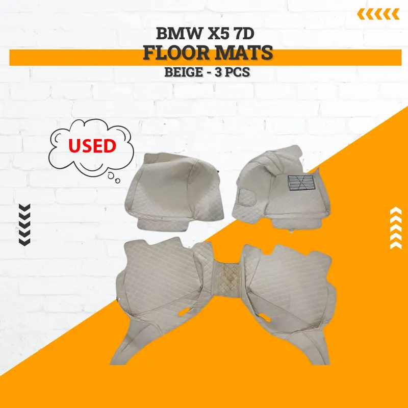 Used Bmw X5 7D Floor Mats - Beige 3 Pcs Set Damage 2013 - 2018 1