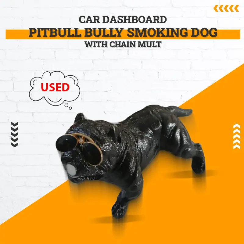 Used Car Dashboard Pitbull Bully Smoking Dog With Chain Multi  - (Minor Damage) 1