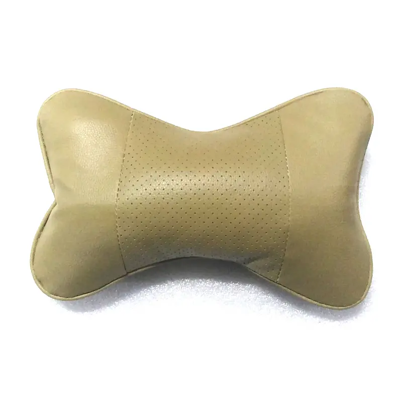 Used Car Leather Neck Rest Headrest Cushion Memory Foam Beige - Each 2