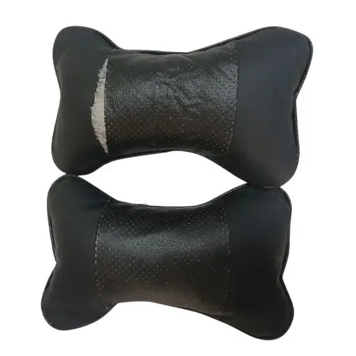 Used Car Leather Neck Rest Headrest Pillow Super Soft Memory Foam - - Black (Damage) 2