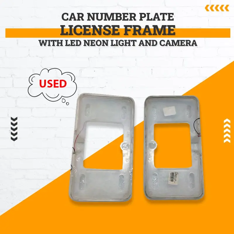Used Car Number Plate License Frame With Led Neon Light - And Camera Option Pair Transparent - Red 1