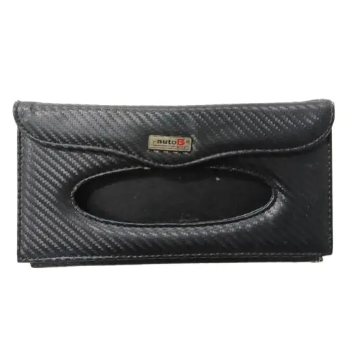Used Car Sunvisor Tissue Box Slim Style Carbon Fiber Black - Rough Condition 2