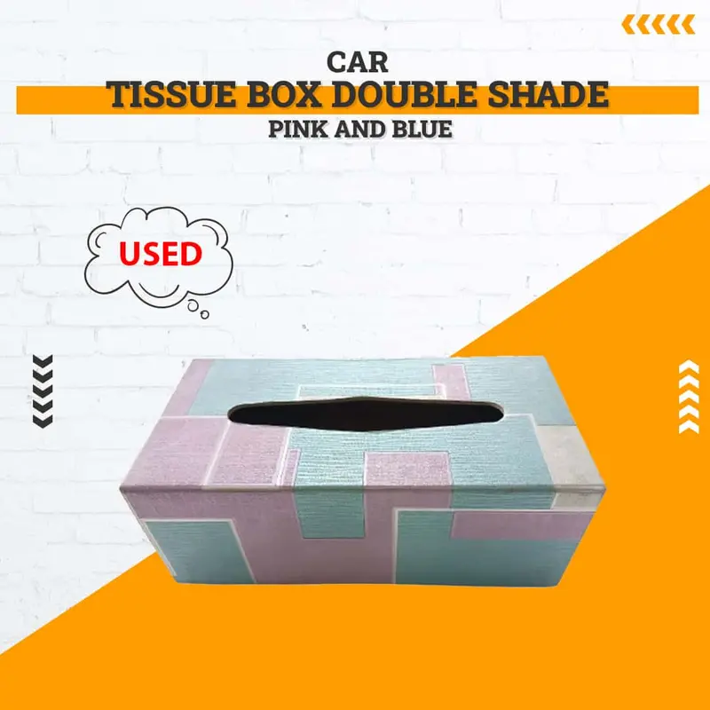 Used Car Tissue Box Double Shade Pink And Blue - Rough Condition 1