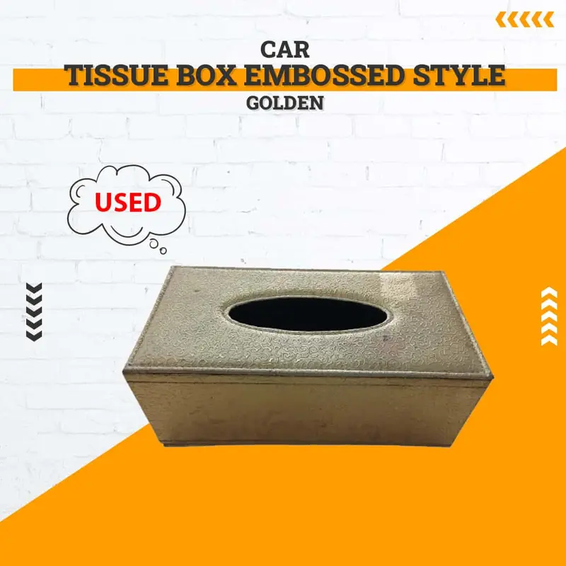 Used Car Tissue Box Embossed Style Golden - Rough Condition 1
