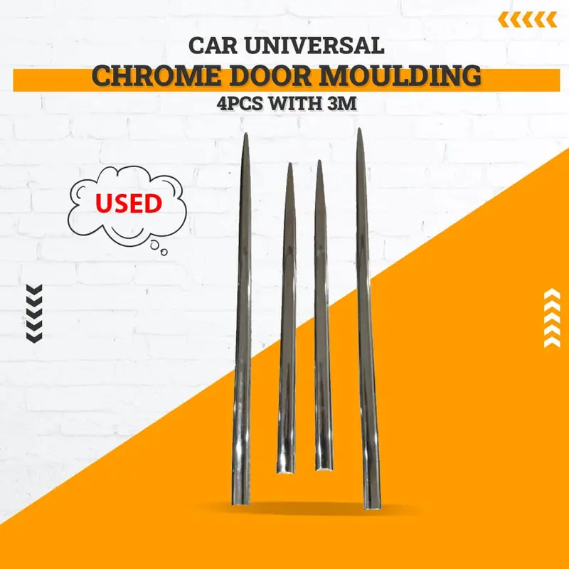 Used Car Universal Chrome Door Moulding 4Pcs With 3M - Electroplated Chrome - (Minor Scratches) 1