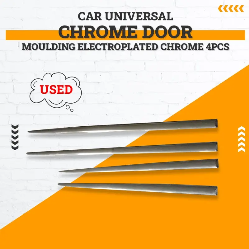 Used Car Universal Chrome Door Moulding Electroplated Chrome 4Pcs - 3M - Universal Fitting 1