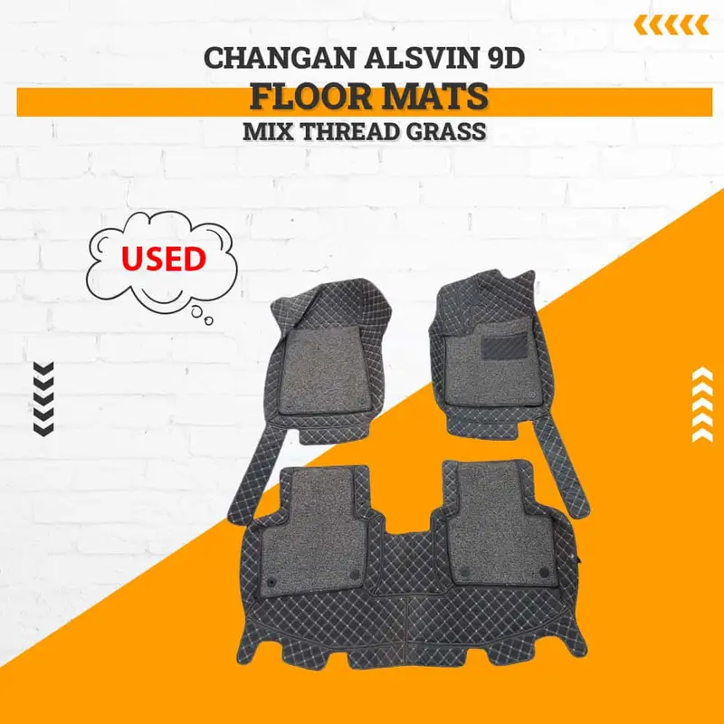 Used Changan Alsvin 9D Floor Mats Mix Thread Grass 3 Pcs 2021 - 2025 2021 - 2025 - (Damage) 1