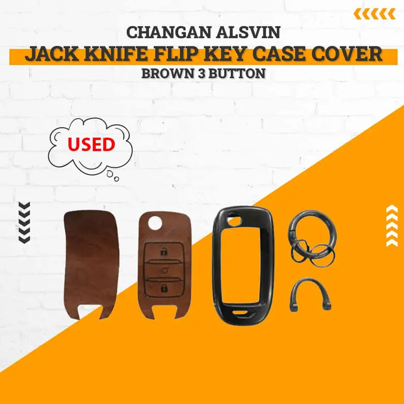 Used Changan Alsvin Jack Knife Flip Key Case Cover Brown 3 Button 2021 - 2025 - Lock Damage 1