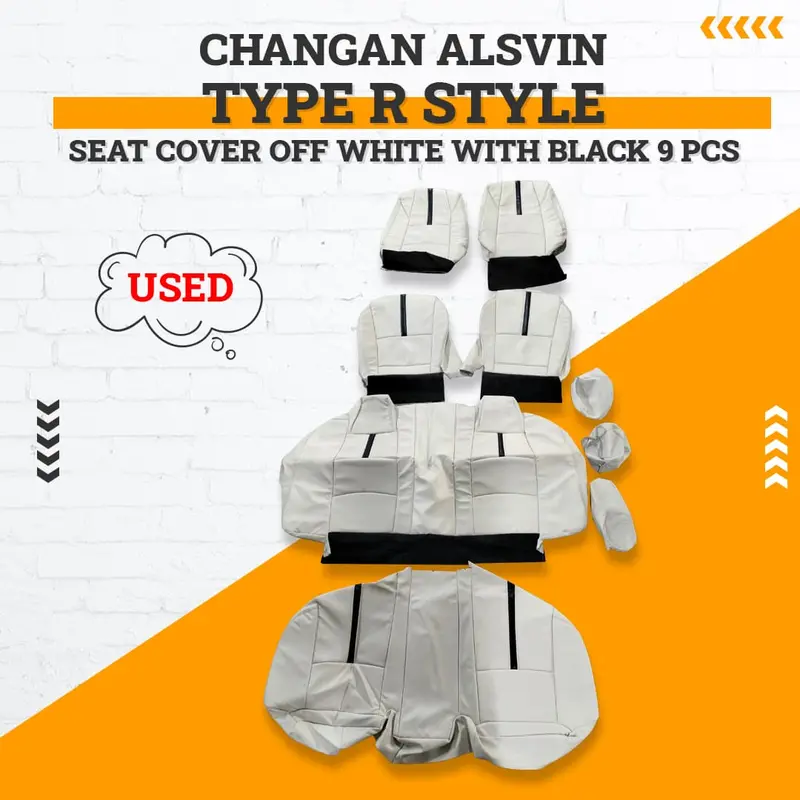 Used Changan Alsvin Type R Style Seat Cover Off White With Black 9 Pcs 2021 - 2025 1
