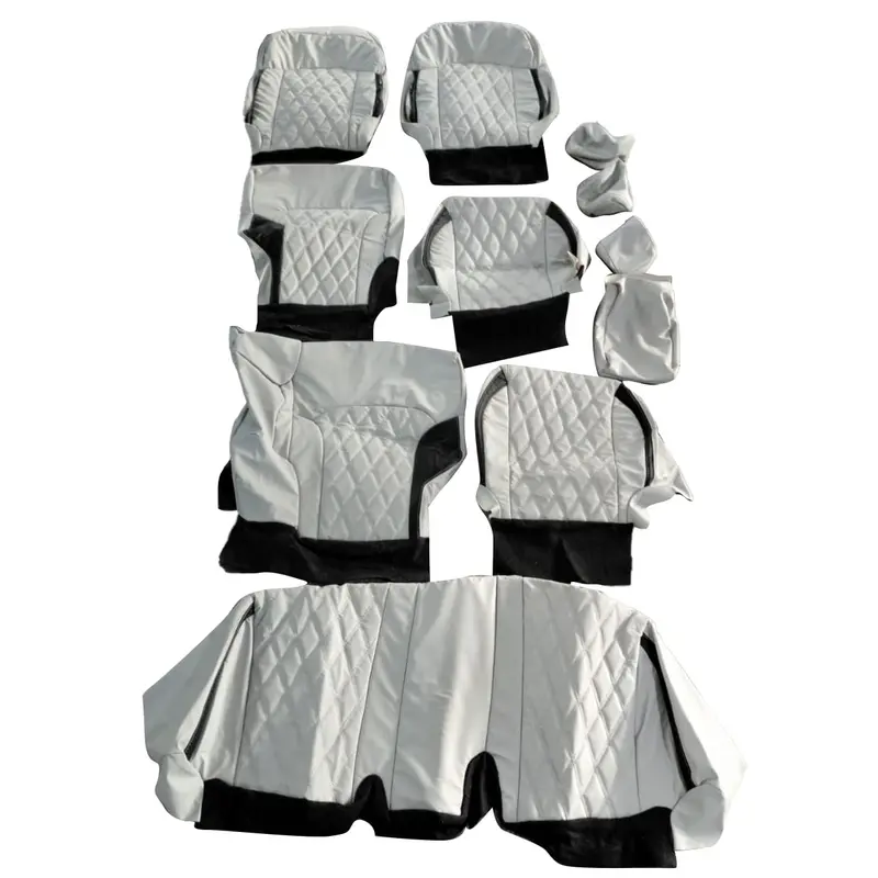Used Changan Oshan X7 5 Seaters Diamond Seat Cover 2022 - 2025 - Light Grey With Black 11 Pcs 2