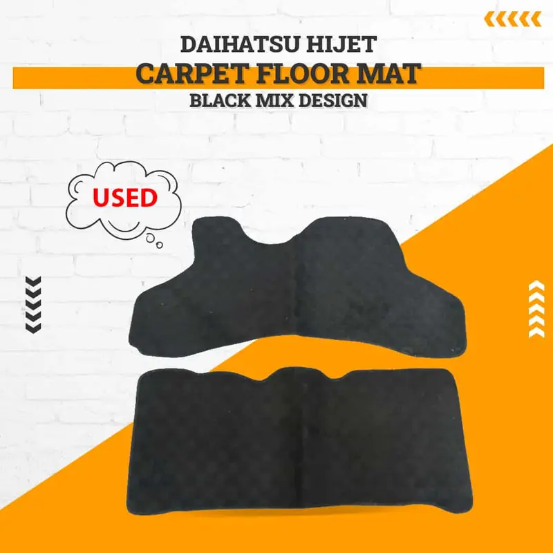 Used Daihatsu Hijet Carpet Floor Mat Black Mix Design 2 Pcs - Model - 2010-2014 - (Rough Condition) 1