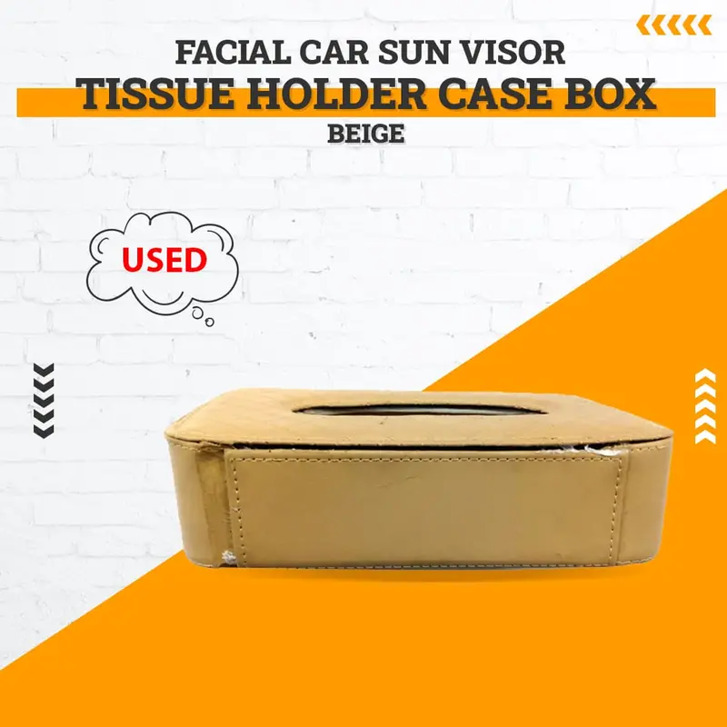 Used Facial Car Sun Visor / Sunshade Tissue Holder Case Box Beige 1