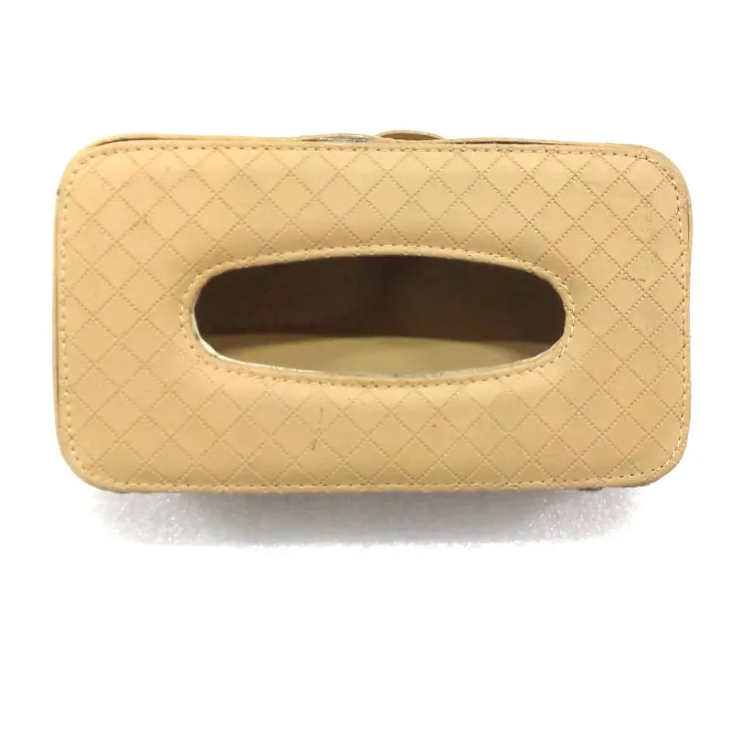 Used Facial Car Sun Visor / Sunshade Tissue Holder Case Box Beige 2