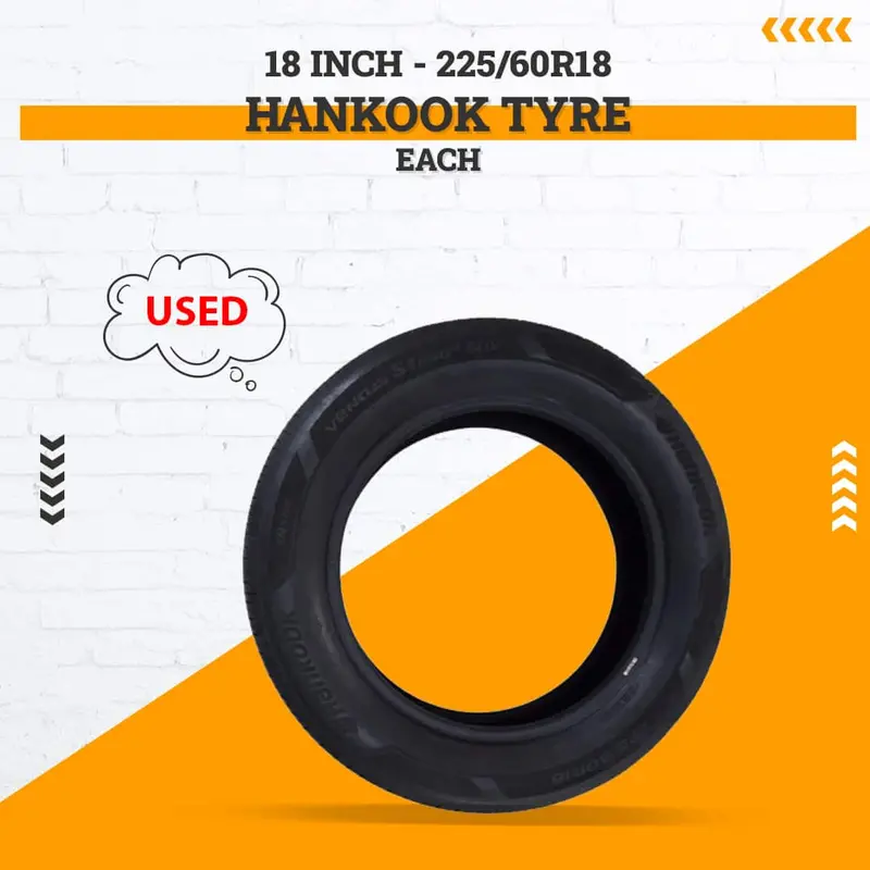 Used Hankook Tyre 18 Inch - 225/60R18- Each 1