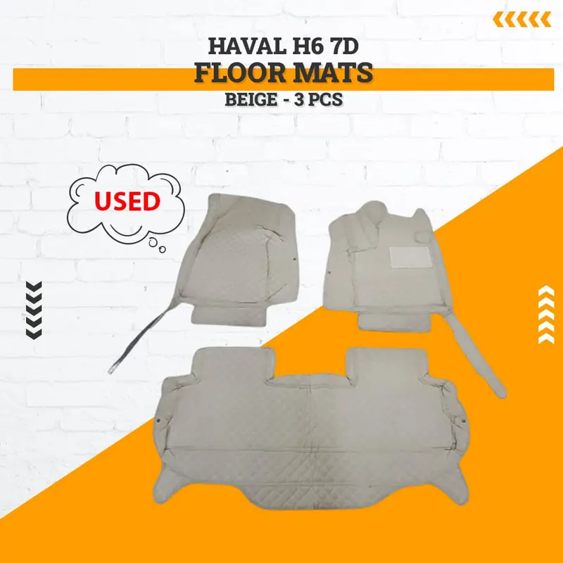 Used Haval H6 7D Floor Mats - Beige - 3 Pcs Set Rough Condition 2021 - 2024 1