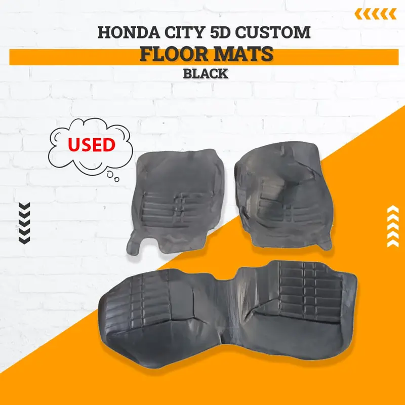 Used Honda City 5D Custom Floor Mat Black 3 Pcs 2008 - 2021 - Rough Condition 1