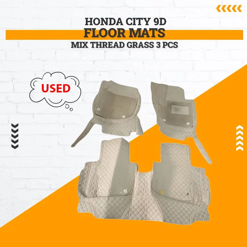 Used Honda City 9D Floor Mats Mix Thread Grass 3 Pcs 2021 - 2025 - Back Passenger Grass Missing 1