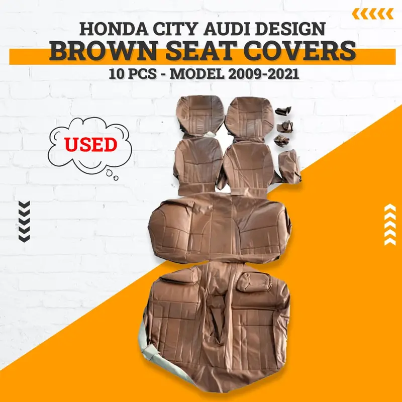 Used Honda City Audi Design Brown Seat Covers 10 Pcs 2008 - 2021 1