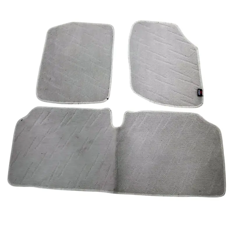Used Honda City Custom Fit Carpet Floor Mat White Grey 3 Pcs 2008 - 2021 - Mix Design (Rough Condition) 2