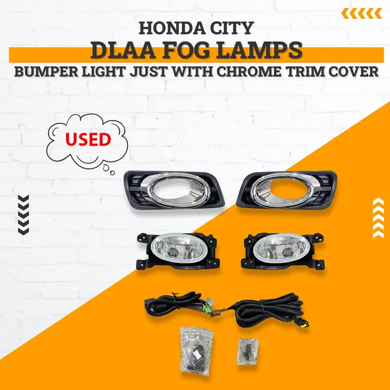 Used Honda City Dlaa Fog Lamps Bumper Light Glass Damage - Just With Chrome Trim Cover  Hd536e - Model 2014-2021 1