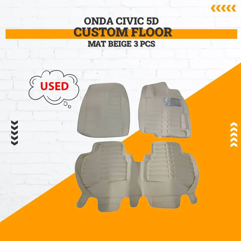 Used Honda Civic 5D Custom Floor Mat Beige 3 Pcs 2012 - 2016 - Rough Condition Color Issue 1